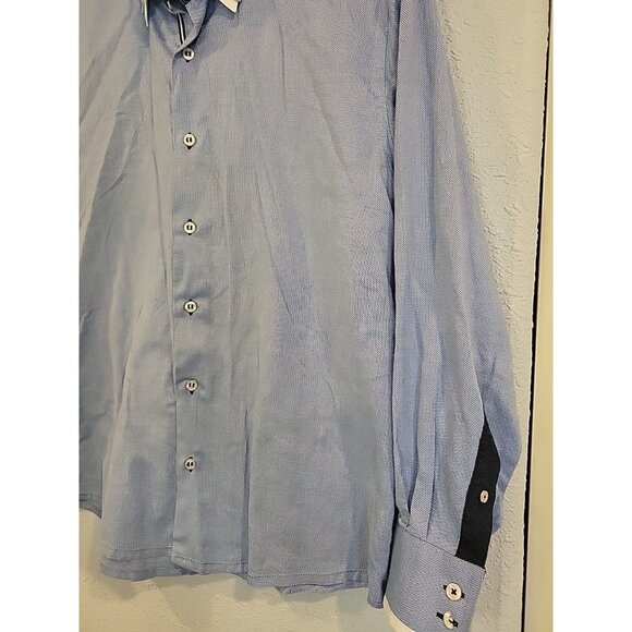 Zara Man Black Tag Shirt Men's‎ L Blue Slim Fit Button Up Long Sleeve - Picture 4 of 6